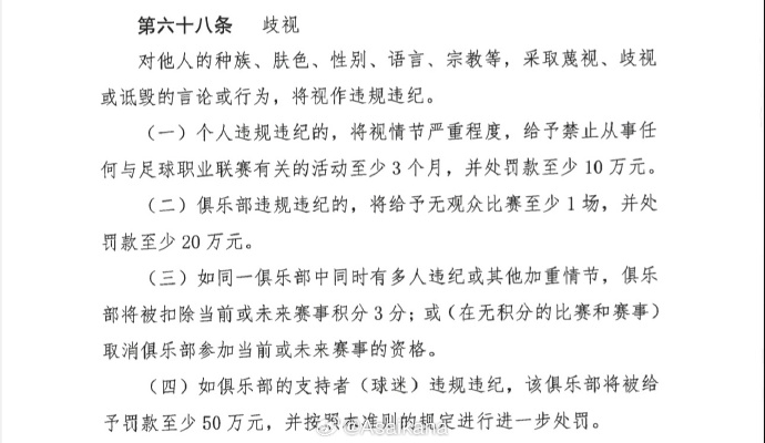 中足联新规:球迷有歧视行为的,其所支持俱乐部将至少被罚款50万