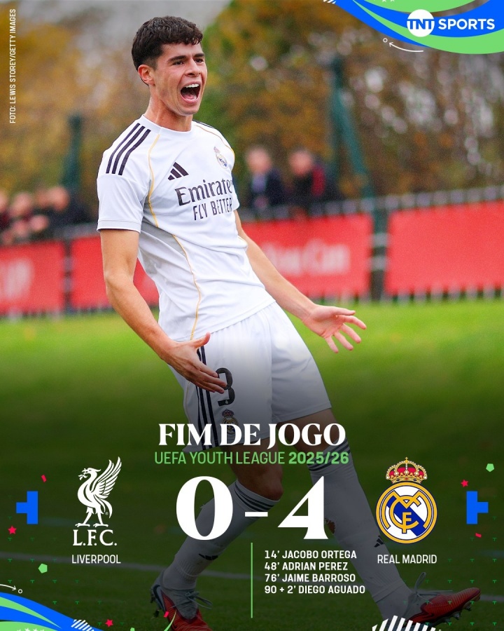 给一队打个样❓青年欧冠：皇马4-0横扫利物浦，进攻全面压制