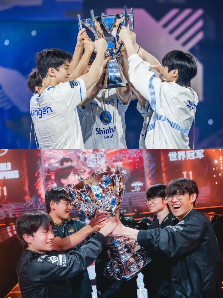 赛事官方分享DRX、T1夺冠图:两支从入围赛打起的冠军队伍