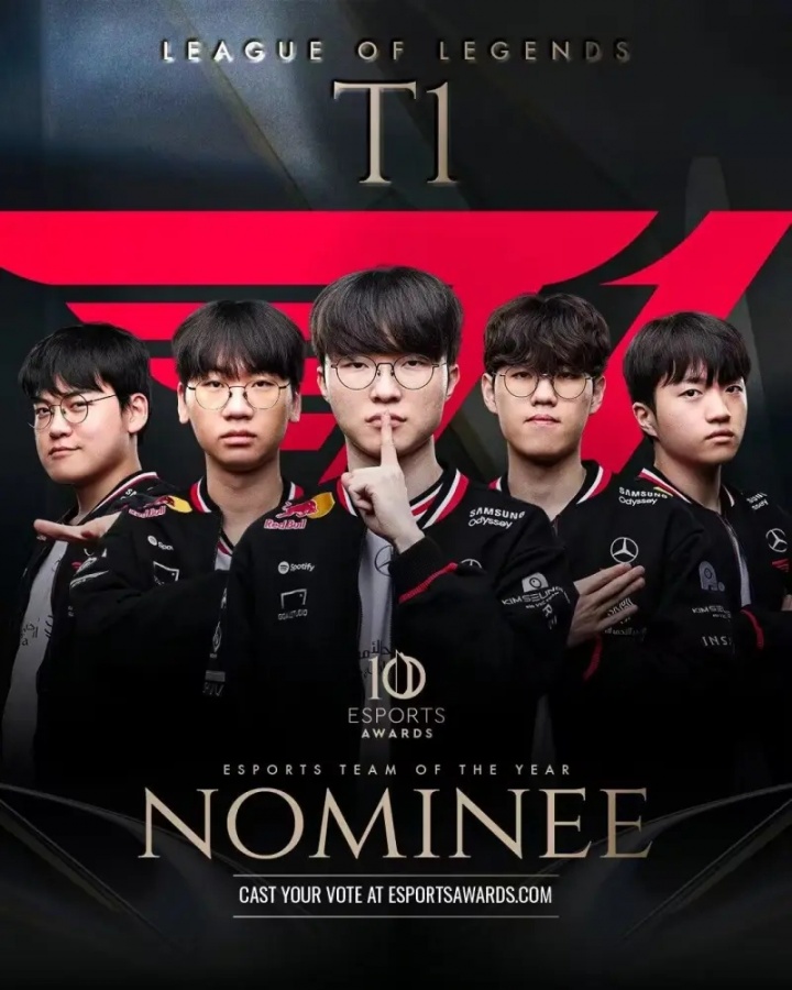 Esports Awards新增提名T1年度最佳战队,Gumayusi最佳选手