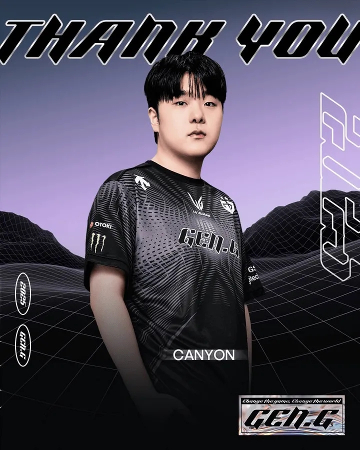GEN发布人员变动公告：打野Canyon选手离队