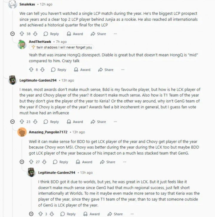 外网议英雄联盟颁奖典礼结果:本该属于Kiin的奖被盗了