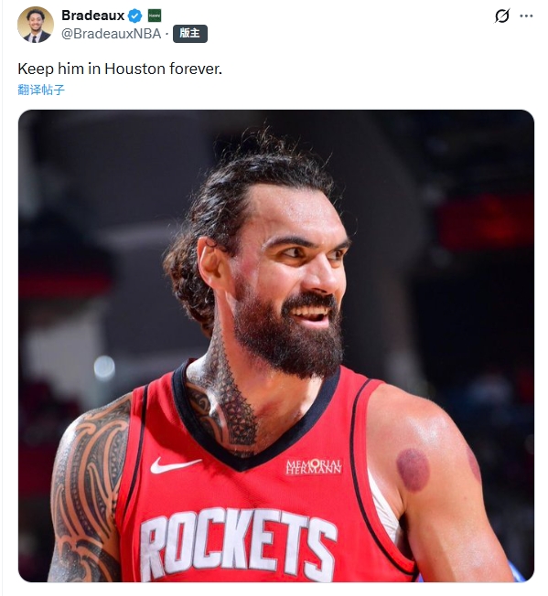 [好看推荐]人人都爱亚当斯~火箭记者发推感叹：让他永远留在休斯敦(图2)