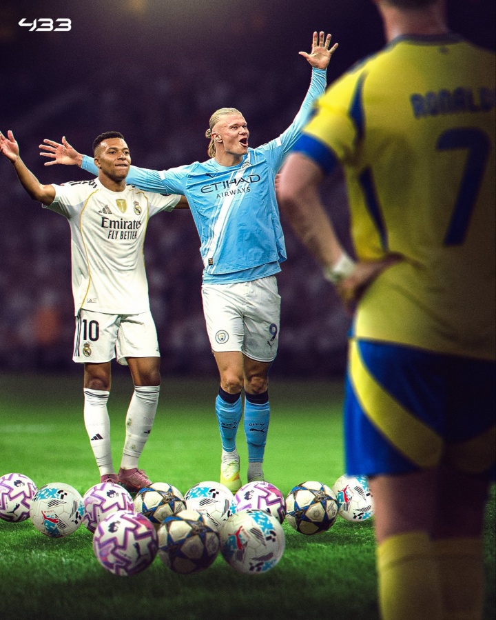 后浪一浪接一浪C罗两数据1日内分别被姆巴佩追平、哈兰德超越