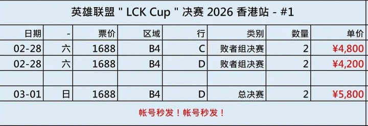 【万博电竞】割的就是你!香港举办LCK杯决赛 黄牛票四等票价翻将近四倍需要5800元!
