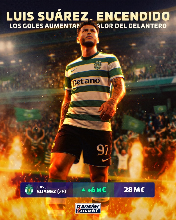 平替约克雷斯！苏亚雷斯加盟葡体1年身价暴涨2000万 赛季41场32球