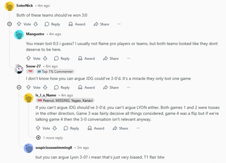 Reddit热议JDG击败Lyon：太可惜了本来有机会赢的 Inspired狗屎一样的指挥