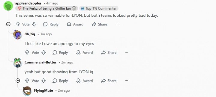 Reddit热议JDG击败Lyon：太可惜了本来有机会赢的 Inspired狗屎一样的指挥