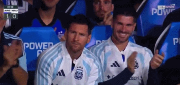 欣慰的梅老板！帕斯任意球直接破门，替补席的梅西和德保罗鼓掌