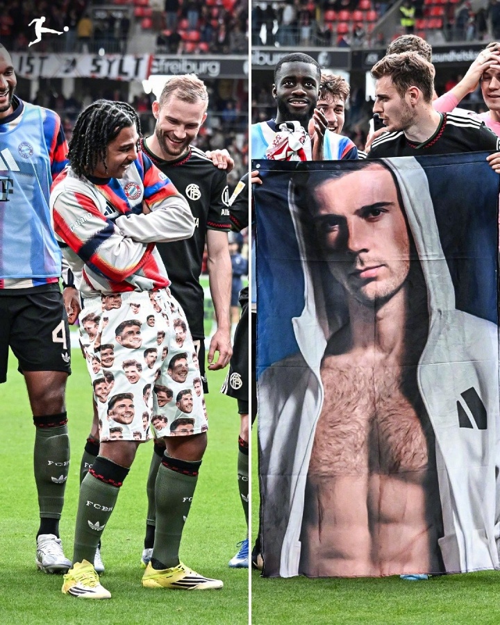 【体育观察】好基友!格纳布里✨赛后庆祝时显摆印满格雷茨卡大头照的花裤(图2) 【体育观察】好基友!格纳布里✨赛后庆祝时显摆印满格雷茨卡大头照的花裤(图2)