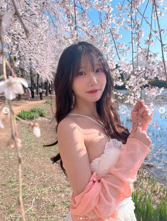 Showmaker美女粉丝晒照:今年的樱花盛开了🌸🌸🌸