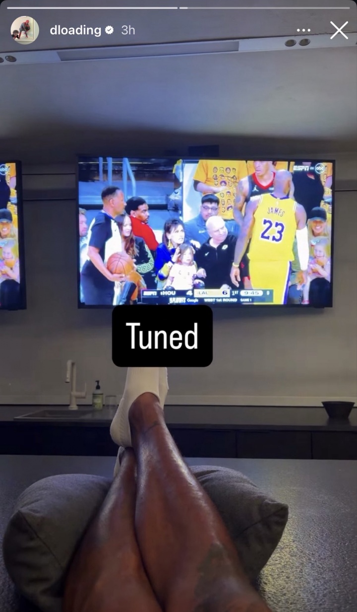 [深度看球]心系老东家？拉塞尔更新社媒观看火湖G1直播：微醺了(图1)