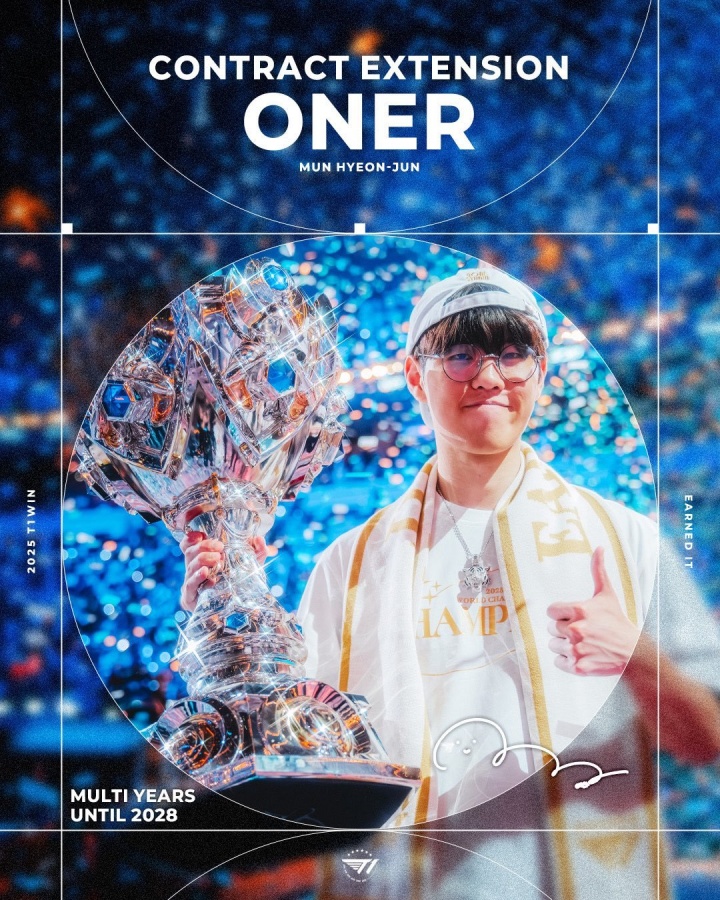 T1多年阵容计划：Faker/Oner/Peyz/Keria至少搭档至2028赛季，上单待定【球盟会】