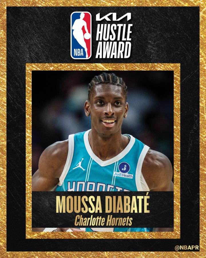 拼命三郎！NBA常规赛最佳拼搏奖：黄蜂前锋迪亚巴特！