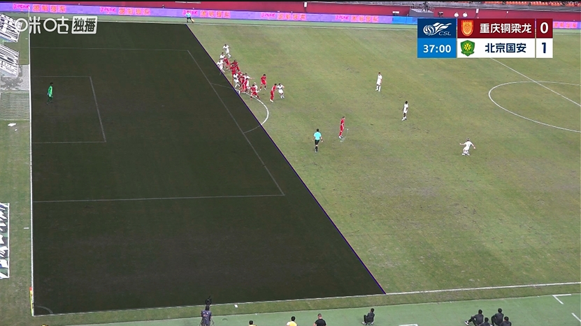 国安客场1-0领先铜梁龙！张稀哲任意球助攻法比奥破门