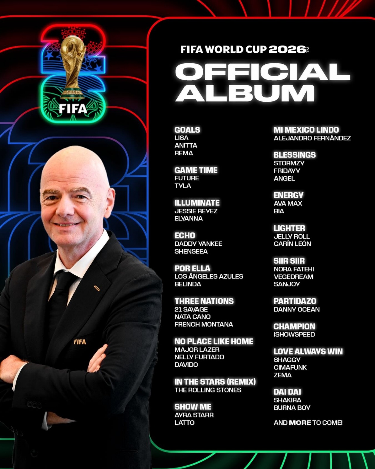 [精彩资讯]听过几首？FIFA官方公布美加墨世界杯专辑 不同语言&风格汇聚一堂(图1)