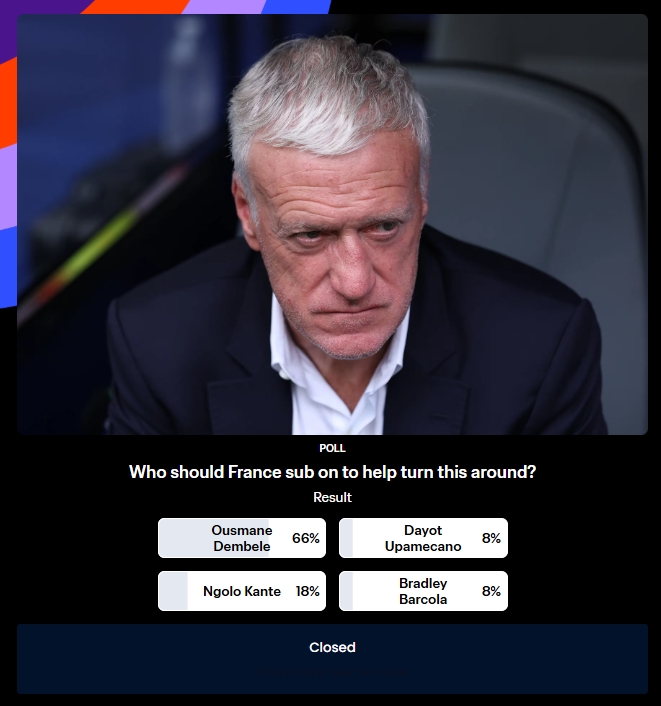 FIFA官方:法国该换上谁来扭转战局?登贝莱/坎特/于帕/巴尔科拉