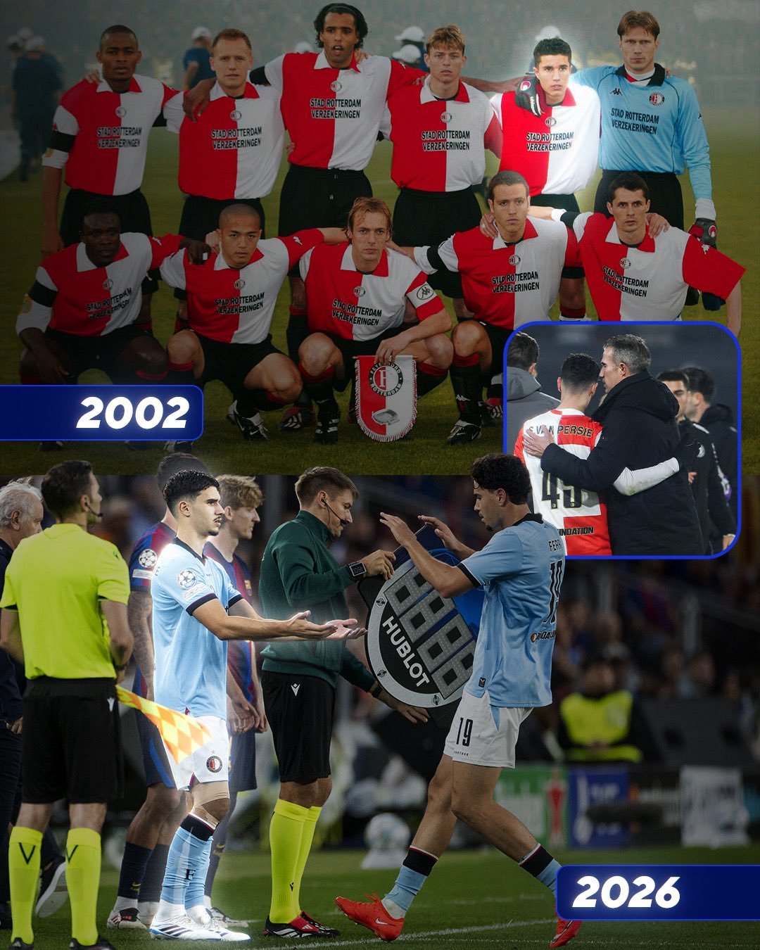 2002年，罗宾·范佩西欧冠首秀；2026年，沙奎尔·范佩西欧冠首秀