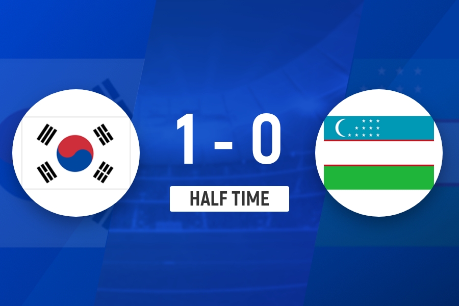 半场-孙兴慜任意球破门成韩国队史射手王 韩国1-0乌兹别克斯坦