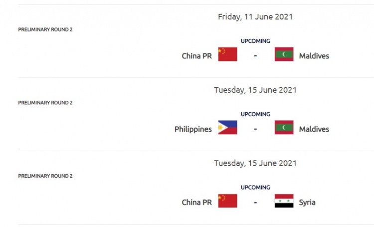 A组余下7场赛程：6月4日继续比赛，15日中国对阵叙利亚