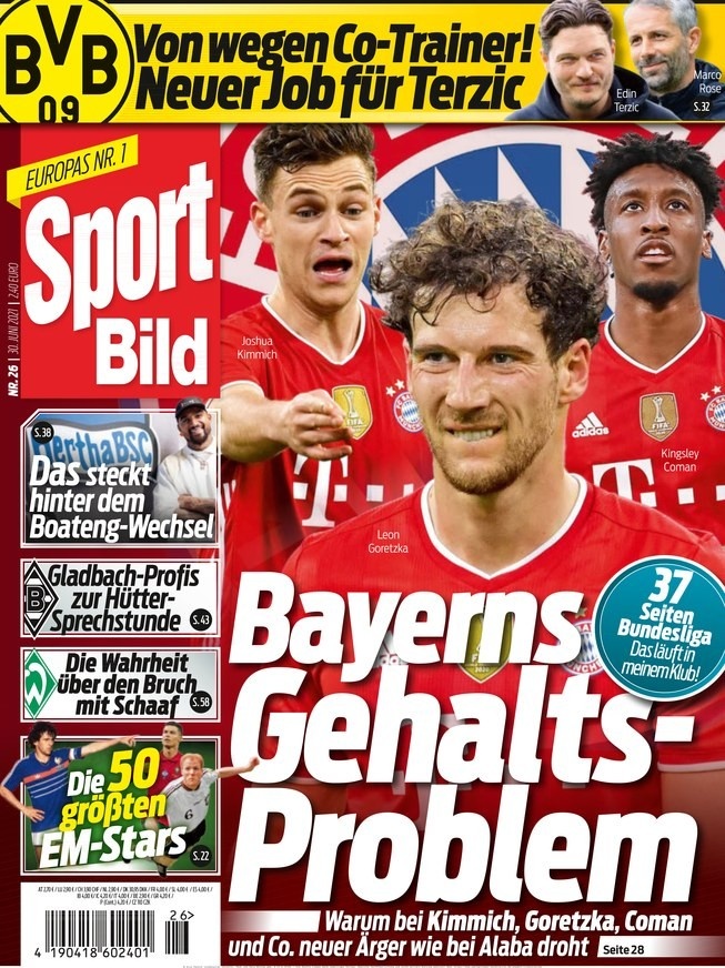 德甲今日头版:德国队的勒夫时代结束 拜仁存在薪资问题