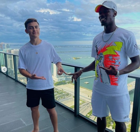 好兄弟，迪巴拉晒照与博格巴一起在迈阿密度假