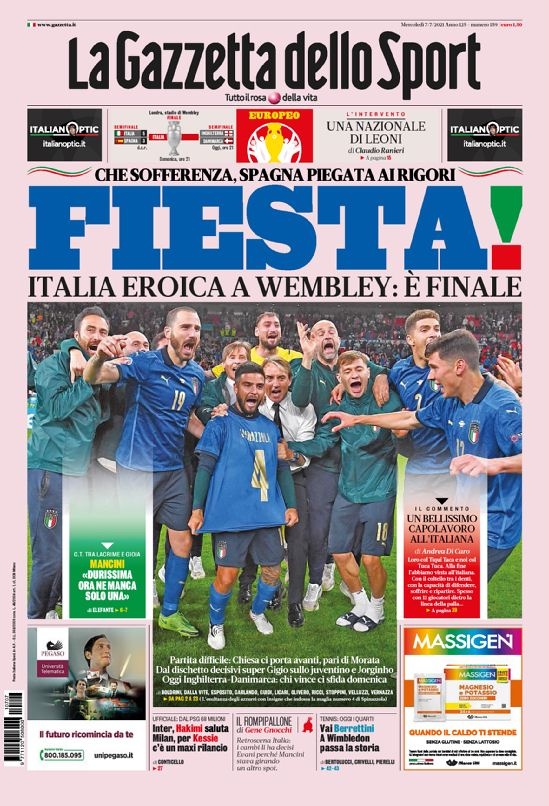 意甲今日头版：意大利就像过节！上帝是意大利人