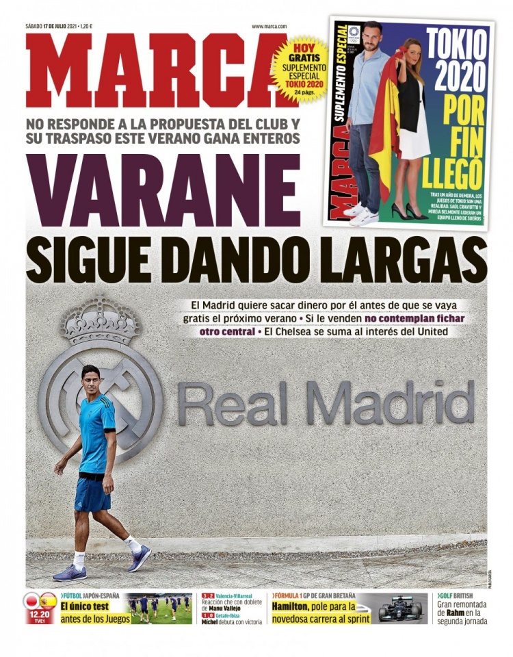 西甲今日头版：瓦拉内依然没回应皇马报价 巴萨想与4人降薪续约