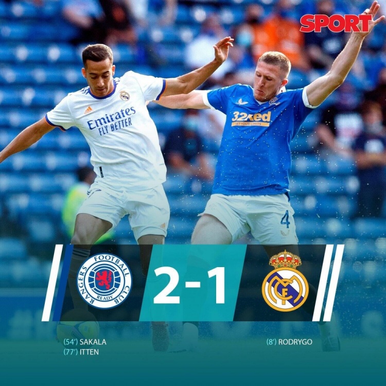 热身赛-罗德里戈破门纳乔染红 皇马1-2遭格拉斯哥流浪者逆转