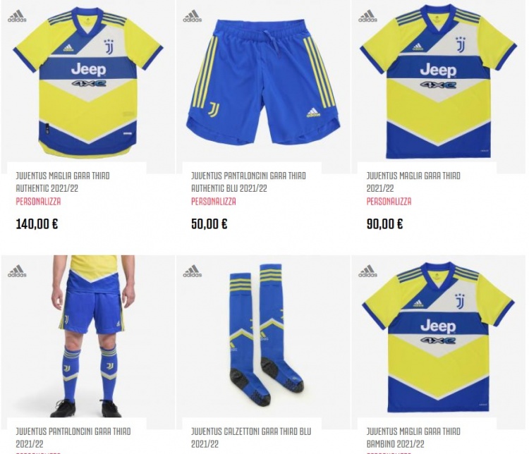尤文发布第三球衣：主色调为蓝色和黄色 致敬90年代