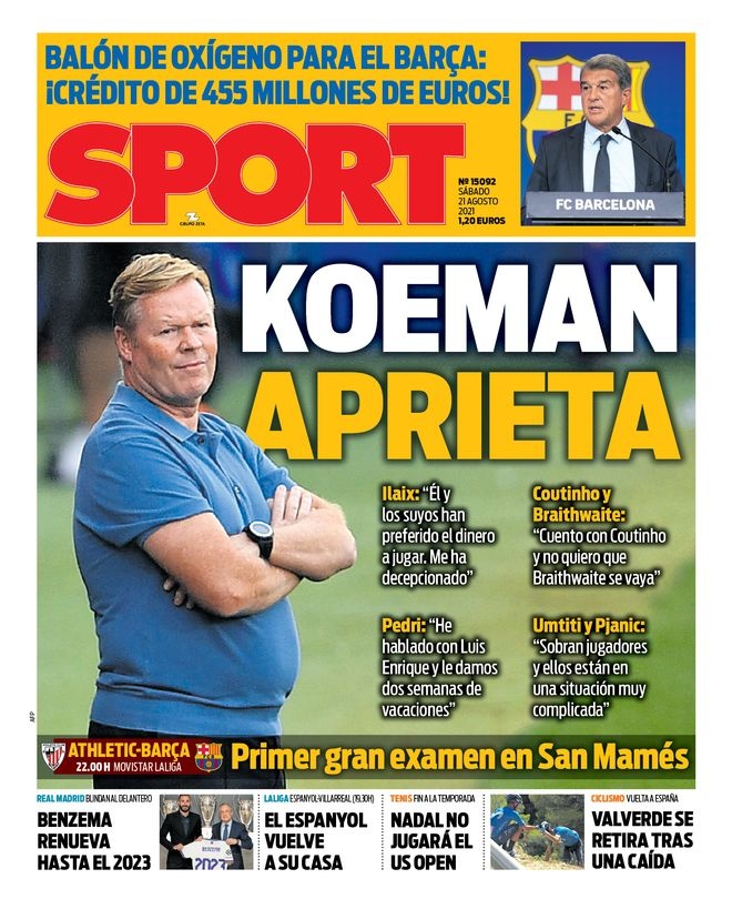 西甲今日头版:皇马打造姆巴佩计划 狮子德佩带巴萨对抗狮群毕巴