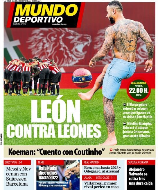 西甲今日头版:皇马打造姆巴佩计划 狮子德佩带巴萨对抗狮群毕巴