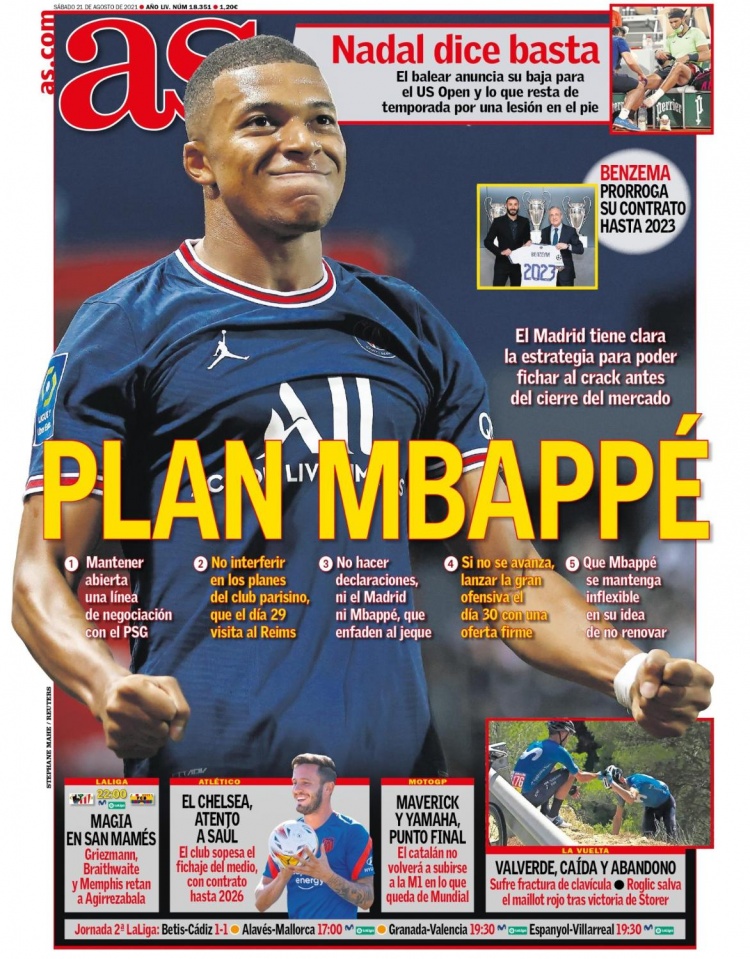 西甲今日头版:皇马打造姆巴佩计划 狮子德佩带巴萨对抗狮群毕巴