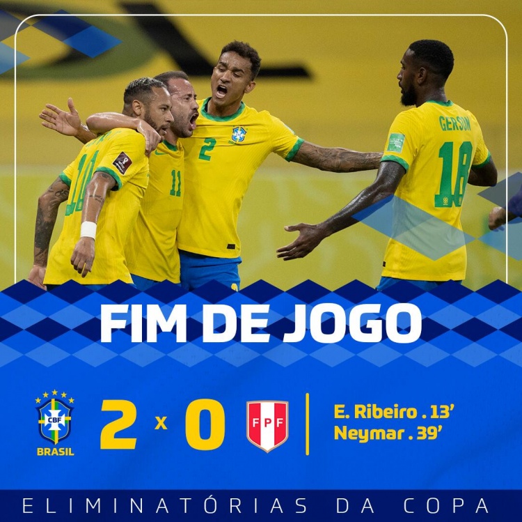 世预赛-内马尔传射里贝罗破门 巴西2-0秘鲁