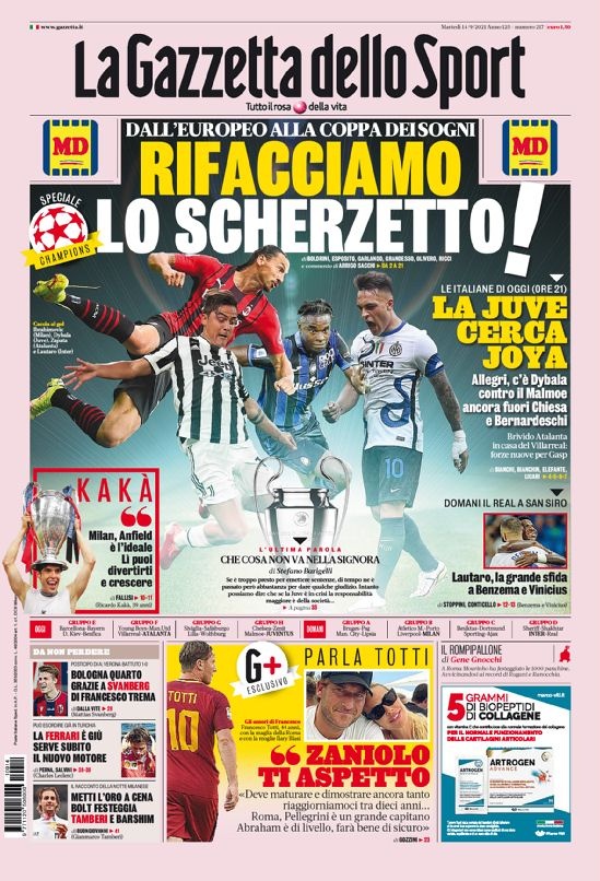 意甲今日头版：尤文你要醒醒了！伊布向红军进攻