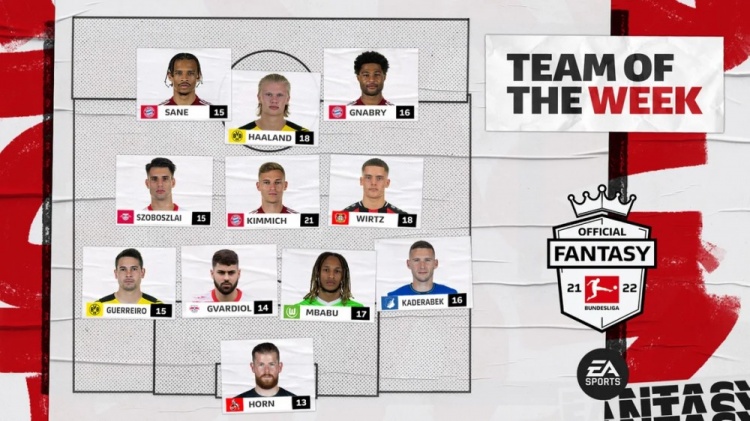 德甲官网评第5轮最佳阵：哈兰德维尔茨领衔，萨布里组合在列