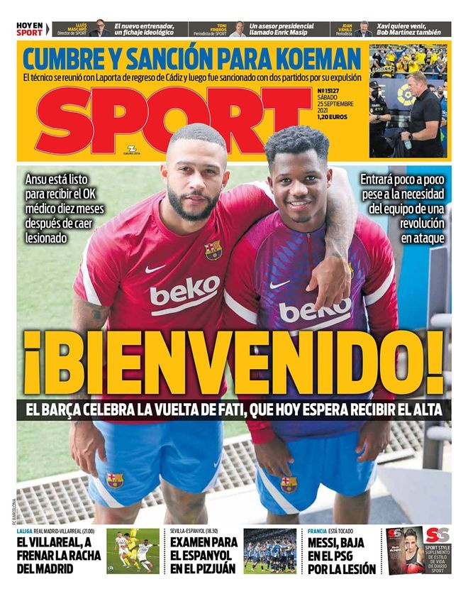西甲今日头版：阿森西奥迎来重生 巴萨庆祝法蒂回归