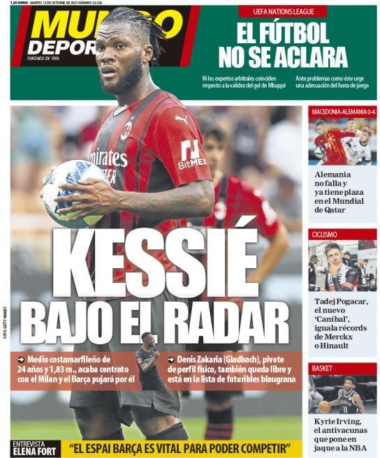 西甲今日头版:皇马的目标琼阿梅尼 凯西在巴萨雷达范围内