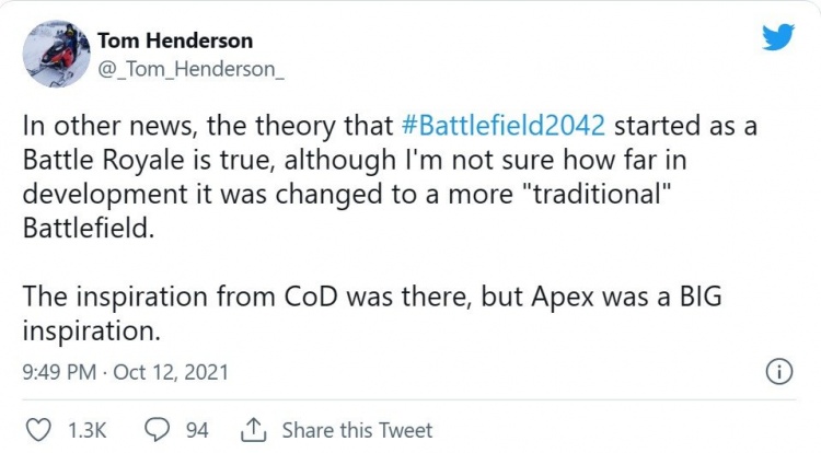爆料者称《战地2042》原是吃鸡类游戏 灵感来自Apex