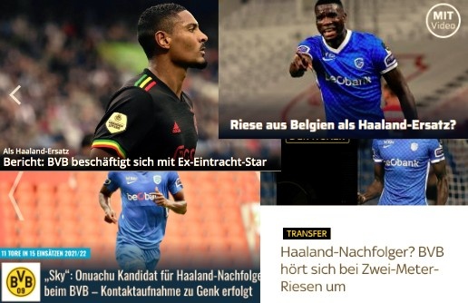 德甲今日头版:多特关注多名前锋 拜仁想在冬窗就签阿德耶米