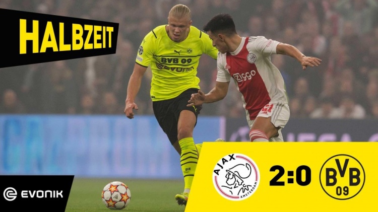 半场-罗伊斯乌龙送礼布林德世界波 阿贾克斯2-0多特蒙德
