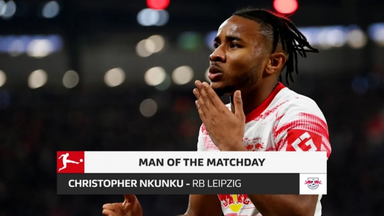 传射建功击败多特！官方：莱比锡中场恩昆库当选德甲第11轮最佳