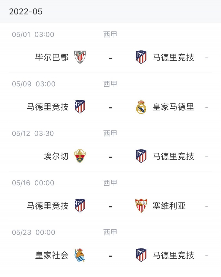 阿斯报分析马竞争四赛程：两战直接竞争对手，还有马德里德比