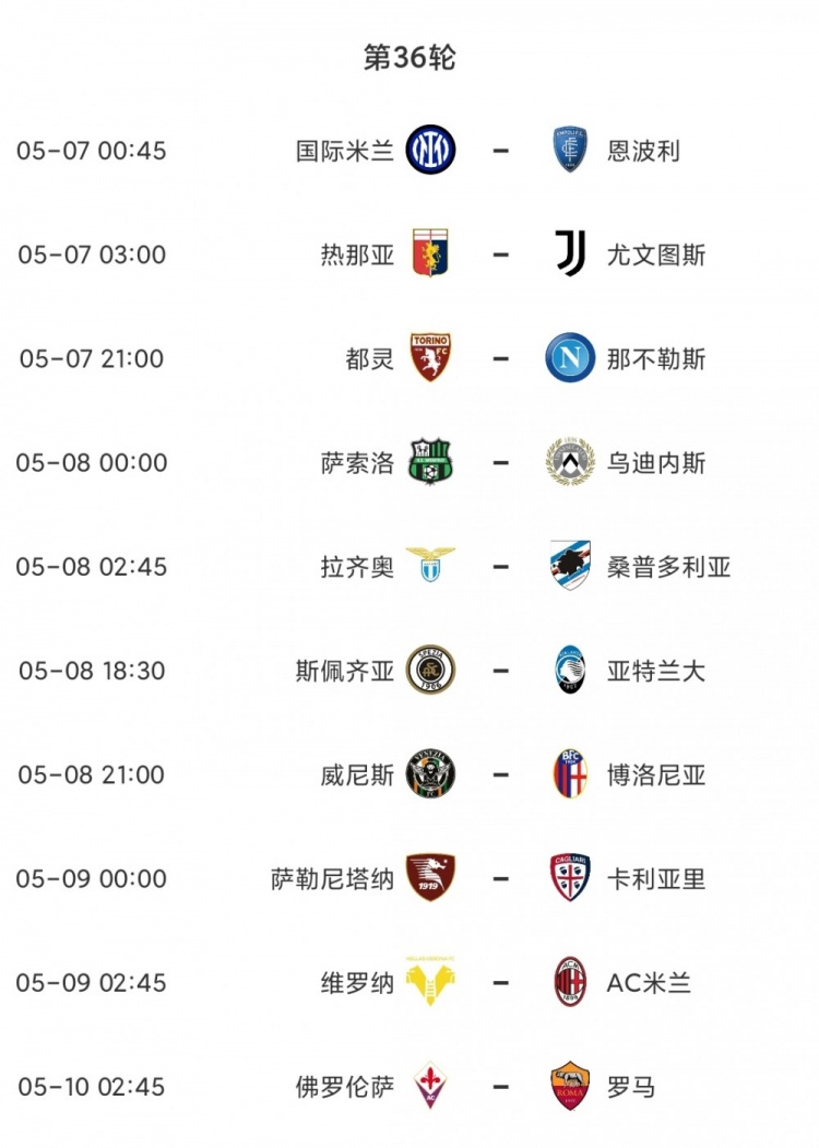 意甲第35轮综述：那不勒斯、尤文锁定欧冠资格 罗马无缘前四