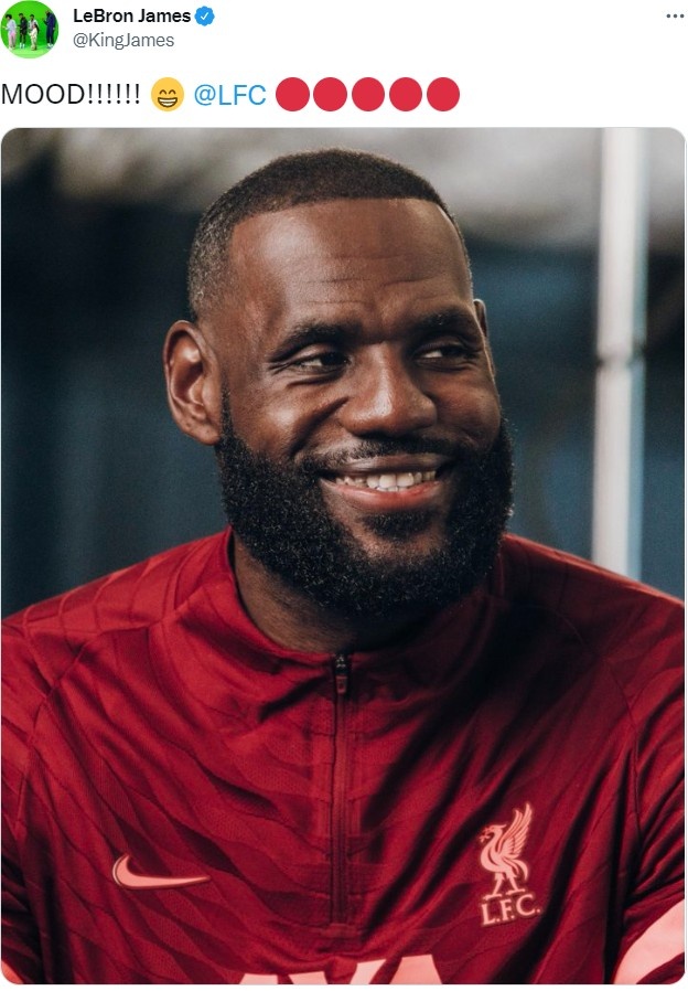 利物浦进入欧冠决赛,勒布朗-詹姆斯晒照:心情真不错?