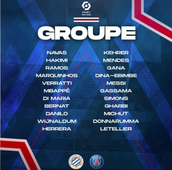 巴黎联赛大名单：梅西、姆巴佩、拉莫斯领衔，内马尔、金彭贝停赛