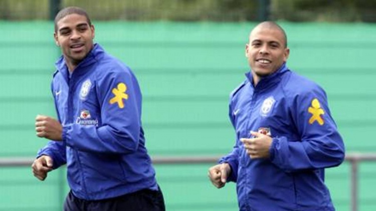 “现象”罗纳尔多和“国王”阿德里亚诺生涯仅有的2次合作进球