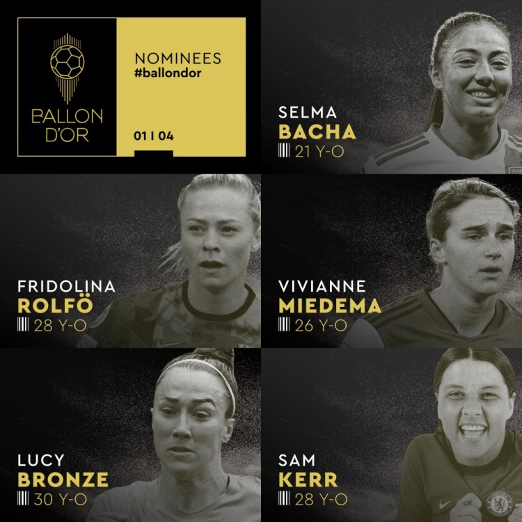 女足金球奖20人候选名单：米德玛、普特拉斯、罗德曼之女在列