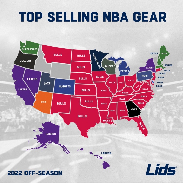 零售商公布休赛期NBA装备销售情况：公牛在28个州领先