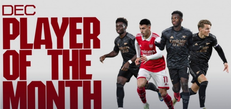 阿森纳12月最佳球员候选：厄德高、萨卡、马丁内利、恩凯蒂亚